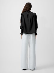 French Connection Black Crepe Light High Neck Long Sleeve Top - Image 2 of 4