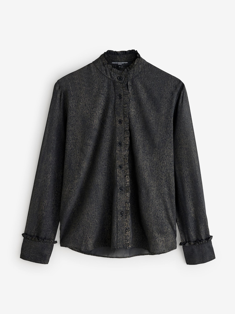 French Connection Black Alina Foil Top - Image 4 of 4