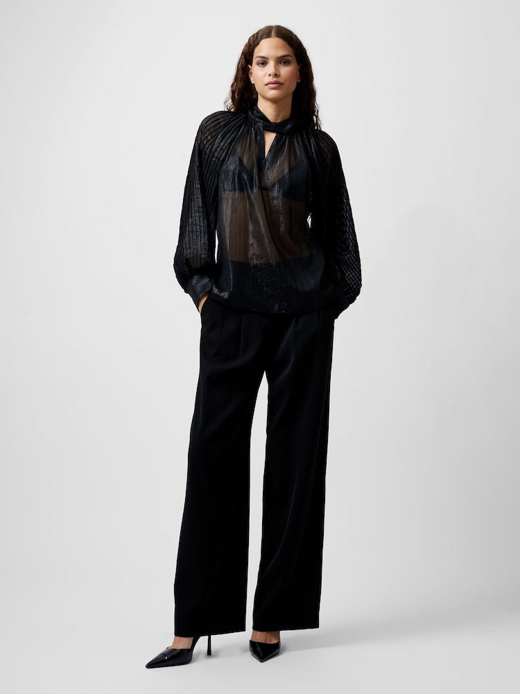 French Connection Black Metallic Beth Keyhole Top - Image 1 of 4