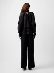 French Connection Black Metallic Beth Keyhole Top - Image 2 of 4