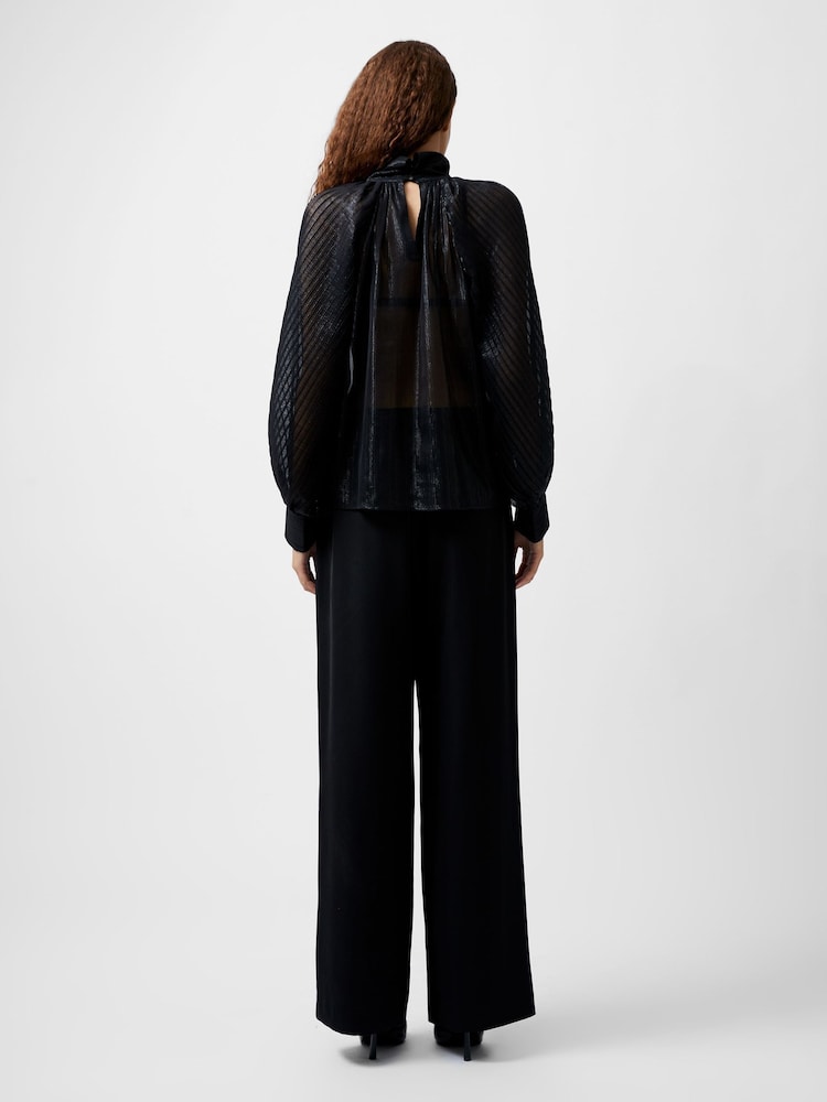 French Connection Black Metallic Beth Keyhole Top - Image 2 of 4