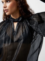 French Connection Black Metallic Beth Keyhole Top - Image 3 of 4