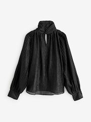 French Connection Black Metallic Beth Keyhole Top - Image 4 of 4