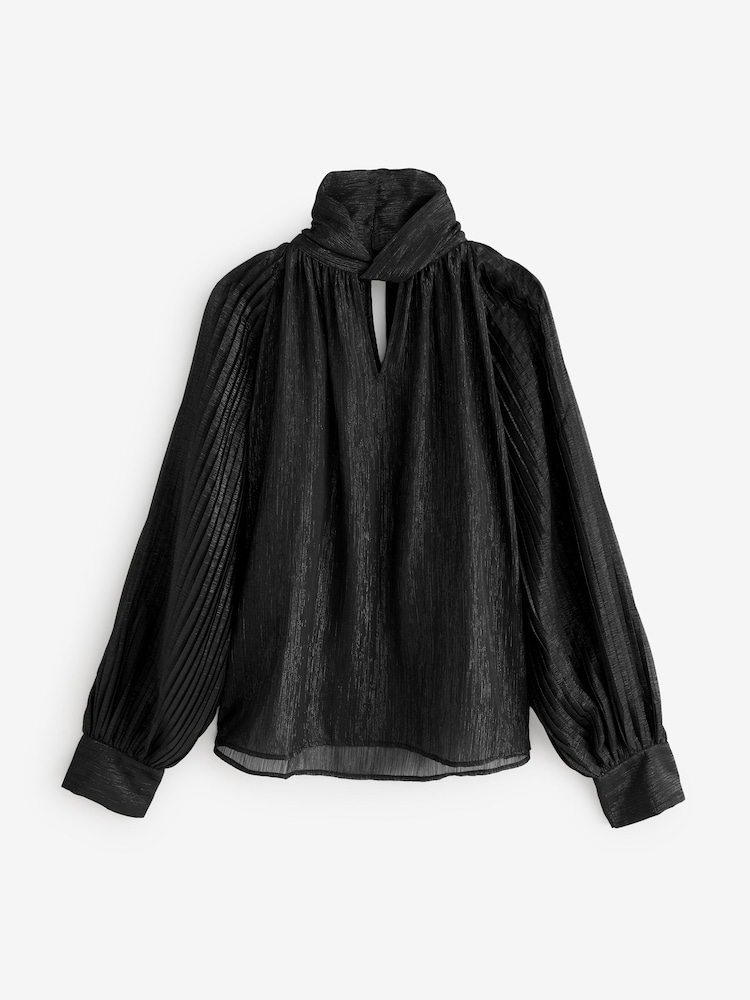 French Connection Black Metallic Beth Keyhole Top - Image 4 of 4