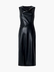 French Connection Black Elettra PU Cowl Sleeveless Dress - Image 4 of 4