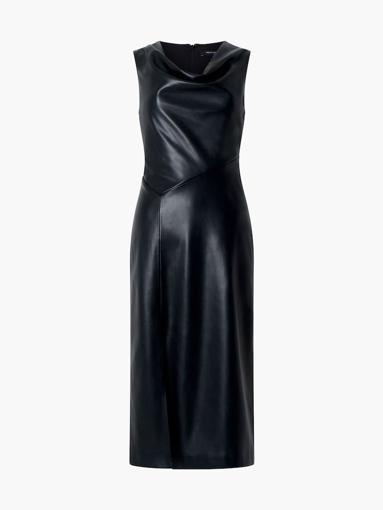 French Connection Black Elettra PU Cowl Sleeveless Dress - Image 4 of 4