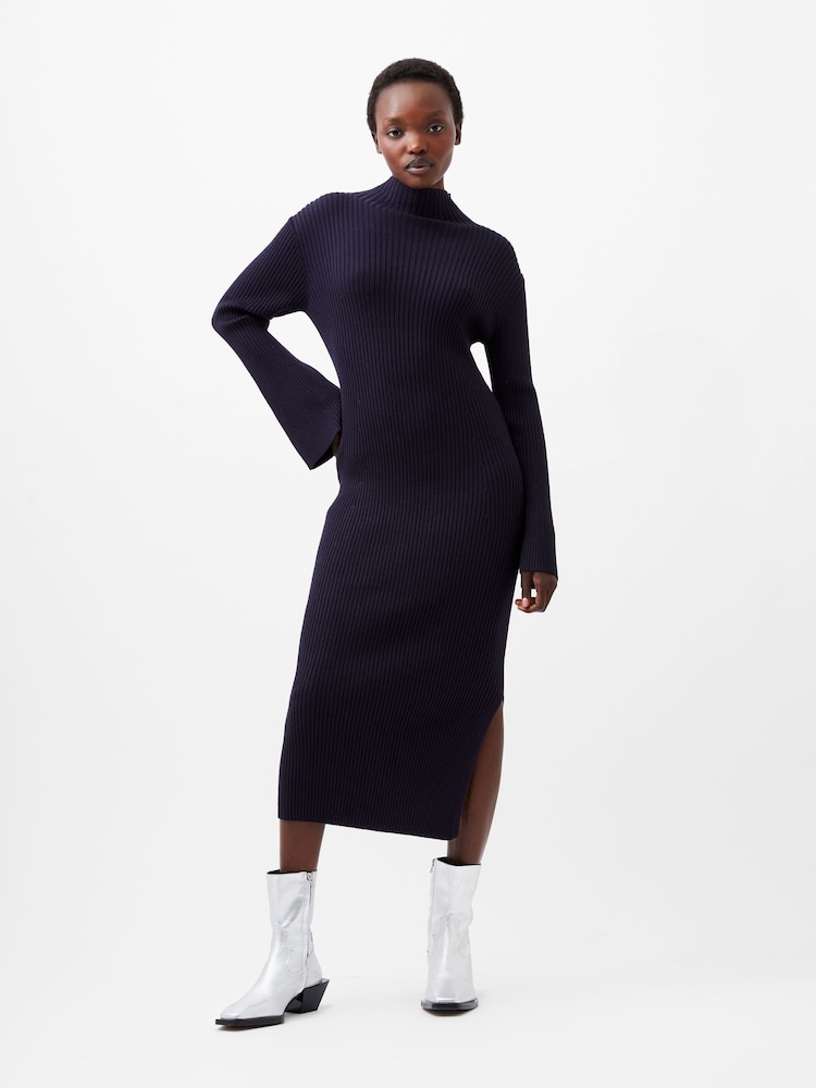 French Connection Blue Lolly Mari Flare SLV Dress - Image 1 of 4
