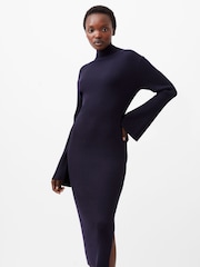 French Connection Blue Lolly Mari Flare SLV Dress - Image 3 of 4