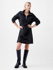 French Connection Grey Maddox Half Zip Long SLeeves Dress - Image 1 of 4