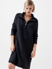 French Connection Grey Maddox Half Zip Long SLeeves Dress - Image 3 of 4