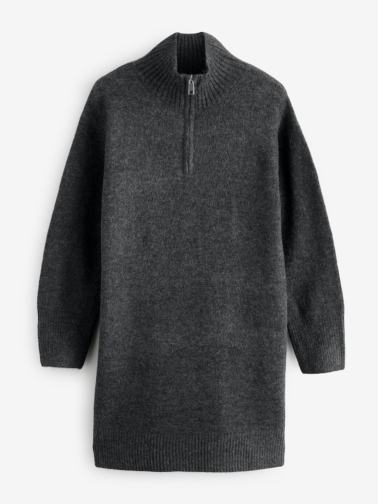 French Connection Grey Maddox Half Zip Long SLeeves Dress - Image 4 of 4