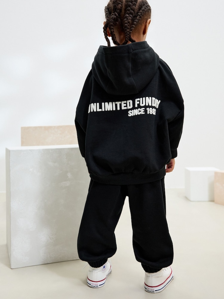 Black Slogan Hoodie and Joggers Set (3mths-7yrs) - Image 1 of 9