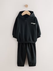 Black Slogan Hoodie and Joggers Set (3mths-7yrs) - Image 5 of 9
