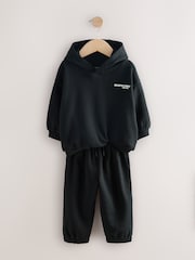 Black Slogan Hoodie and Joggers Set (3mths-7yrs) - Image 6 of 9