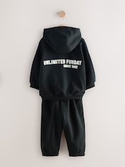 Black Slogan Hoodie and Joggers Set (3mths-7yrs) - Image 7 of 9