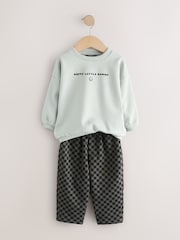 Black/Grey Sweatshirt and Patterned Jogger Set (3mths-7yrs) - Image 6 of 9