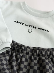Black/Grey Sweatshirt and Patterned Jogger Set (3mths-7yrs) - Image 8 of 9