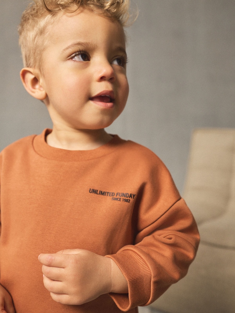 Rust Brown Sweatshirt and Utility Joggers Set (3mths-7yrs) - Image 2 of 3