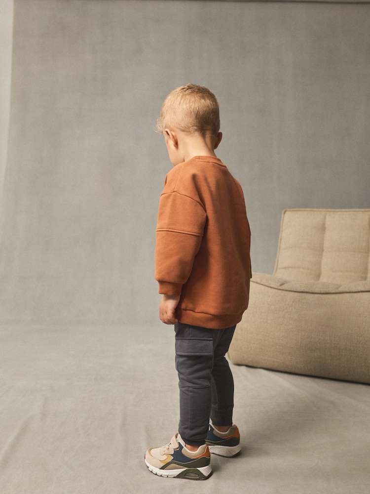 Rust Brown Sweatshirt and Utility Joggers Set (3mths-7yrs) - Image 3 of 3