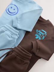 Schokoladenbraun und Blau - Sweatshirt und Jogginghose im Set, 2er-Pack (3M.–7J.) - Bild 10 von 12
