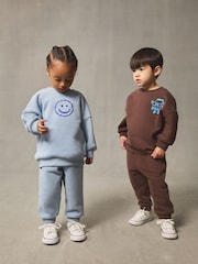 Schokoladenbraun und Blau - Sweatshirt und Jogginghose im Set, 2er-Pack (3M.–7J.) - Bild 4 von 12