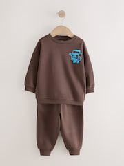 Schokoladenbraun und Blau - Sweatshirt und Jogginghose im Set, 2er-Pack (3M.–7J.) - Bild 7 von 12