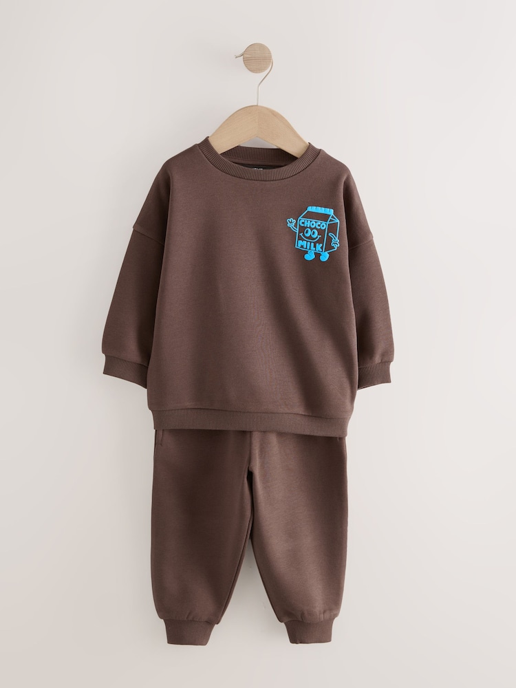 Chocolate Brown and Blue Sweatshirt And Joggers Set 2 Pack (3mths-7yrs) - Image 7 of 12