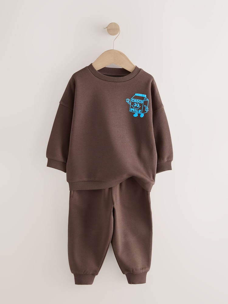 Chocolate Brown and Blue Sweatshirt And Joggers Set 2 Pack (3mths-7yrs) - Image 8 of 12