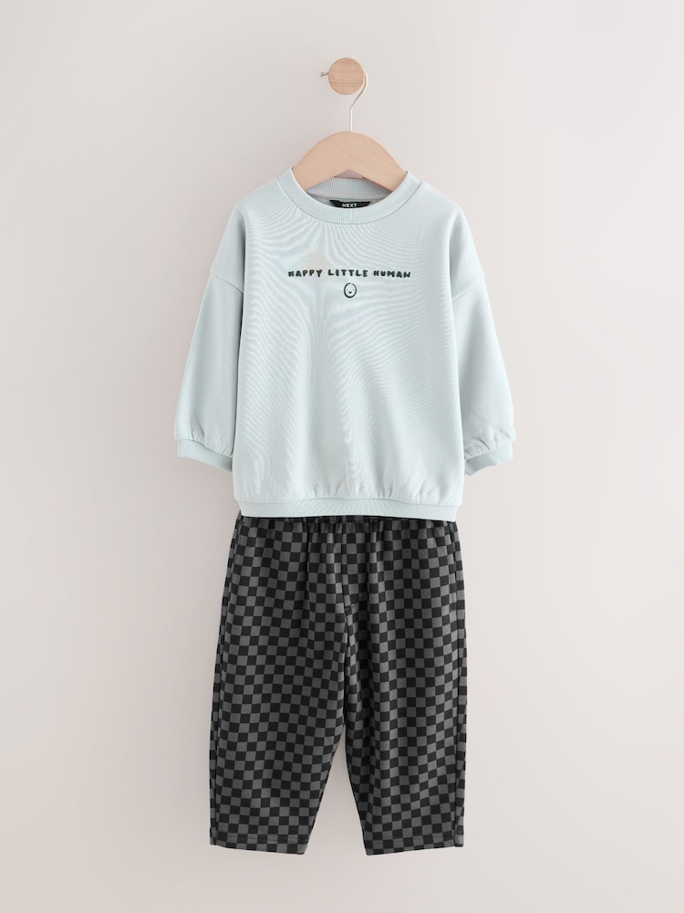 Black/White Printed Sweatshirt And Joggers Set 2 Pack (3mths-7yrs) - Image 6 of 13