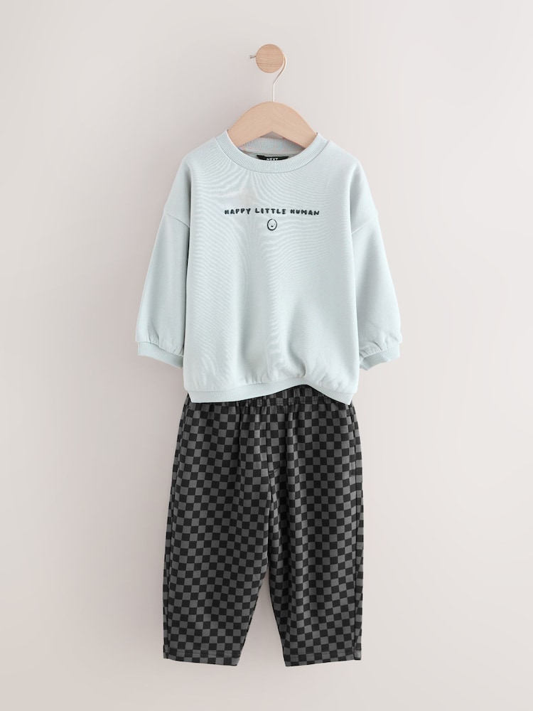 Black/White Printed Sweatshirt And Joggers Set 2 Pack (3mths-7yrs) - Image 7 of 13