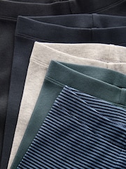 Blue/Grey/Stripe Ribbed Leggings 5 Pack (3mths-7yrs) - Image 6 of 8