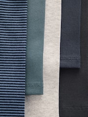 Blue/Grey/Stripe Ribbed Leggings 5 Pack (3mths-7yrs) - Image 7 of 8