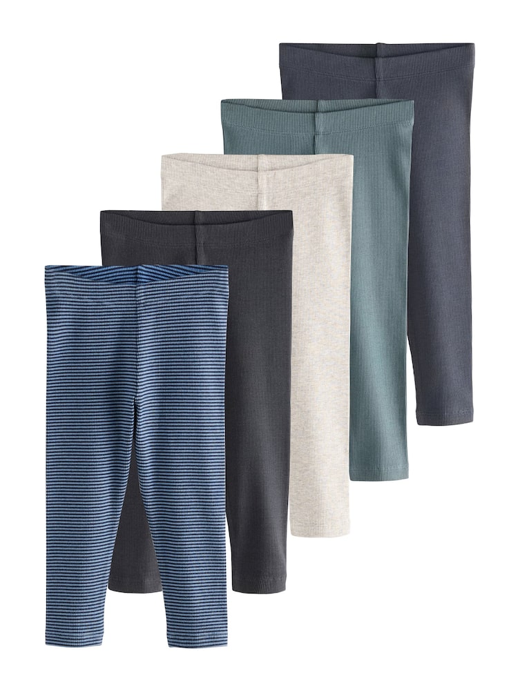Blue/Grey/Stripe Ribbed Leggings 5 Pack (3mths-7yrs) - Image 8 of 8 Blue/Grey/Stripe Ribbed Leggings 5 Pack (3mths-7yrs) - Image 8 of 8