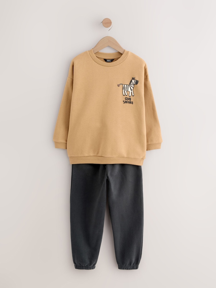Tan/Ecru/Charcoal Grey - Sweatshirt und Jogginghose im Set, 2er-Pack (3M.–7J.) - Bild 2 von 11