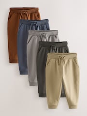 Khaki/Grey/Blue Regular Fit Joggers 5 Pack (3mths-7yrs) - Image 1 of 9