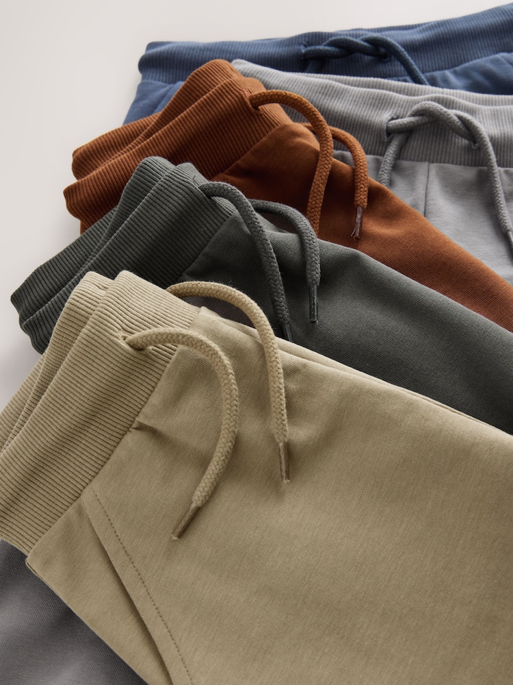 Khaki/Grey/Blue Regular Fit Joggers 5 Pack (3mths-7yrs) - Image 9 of 9