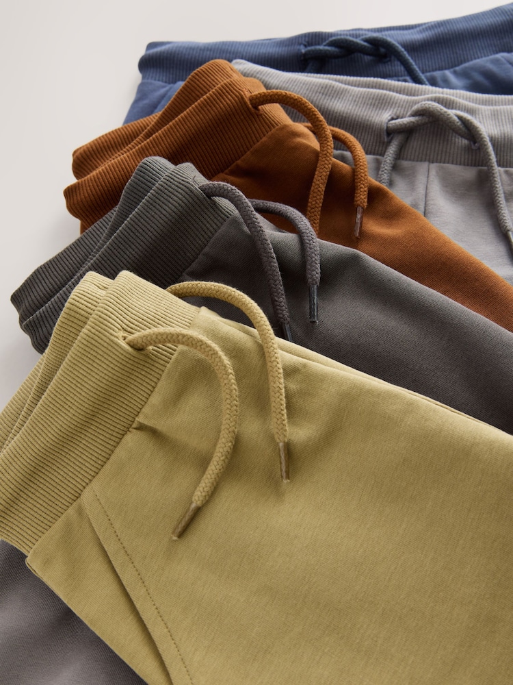 Khaki Green/Blue/Red Regular Fit Joggers 5 Pack (3mths-7yrs) - Image 9 of 9