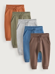 Blue/Rust Orange/ Khaki Green Skinny Fit Joggers 5 Pack (3mths-7yrs) - Image 1 of 9