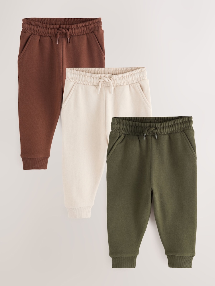 Khaki Green/ Rust Brown/ Ecru - Jogginghosen mit weichem Griff im 3er-Pack (3 M.–7 J.) - Bild 1 von 7