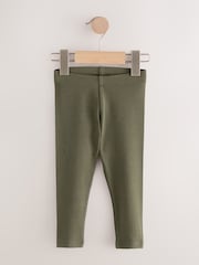 Black/White/Khaki Green Ribbed Leggings 5 Pack (3mths-7yrs) - Image 5 of 9