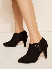 Friends Like These Black Extra Wide Fit Mid Heeled Zip Buckle Shoes Boots - Image 2 of 4