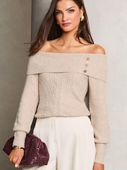 Lipsy Eyelash Bardot Knitted Jumper - Imagen 4 de 5