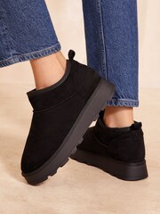 Friends Like These Black Cosy Suedette Faux Fur Lined Low Ankle Boots - Image 2 of 4