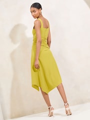 Lipsy Olive Green Square Neck Strappy Ruched Fit And Flare Midi Dress - Image 4 of 4