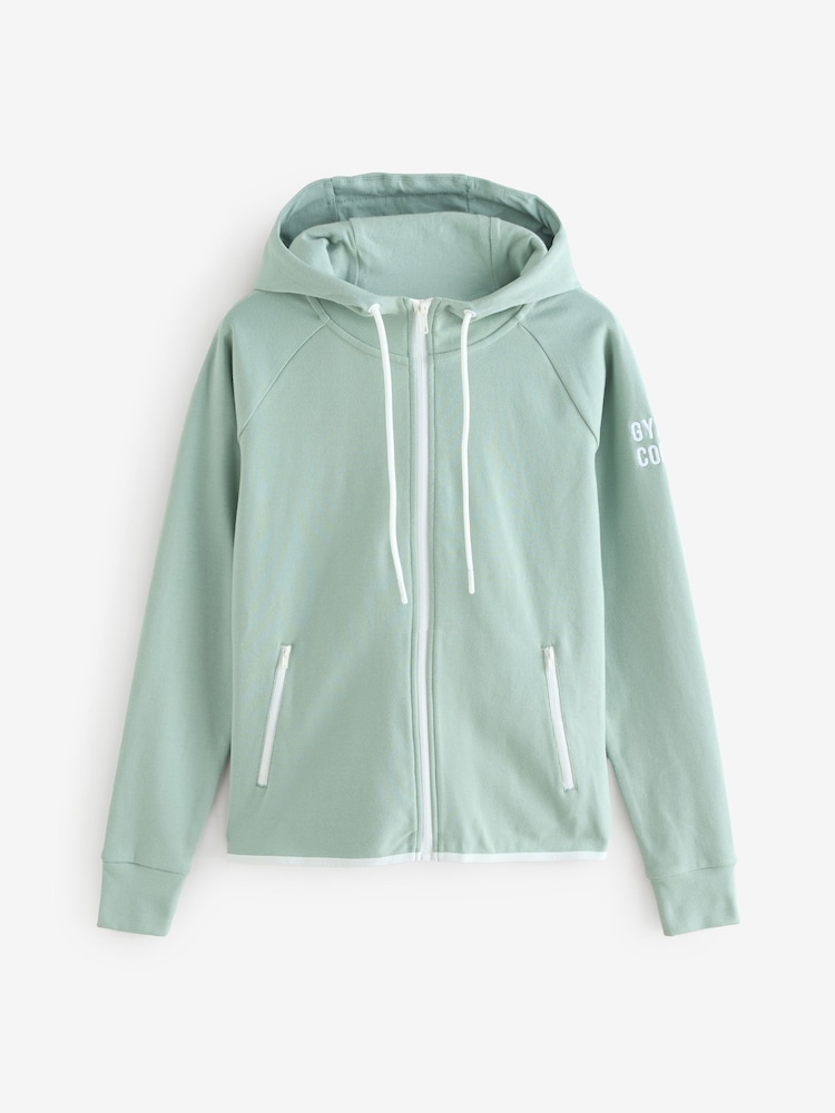 Gym + Coffee Green Chill Zip Womens Hoodie - Image 7 of 7