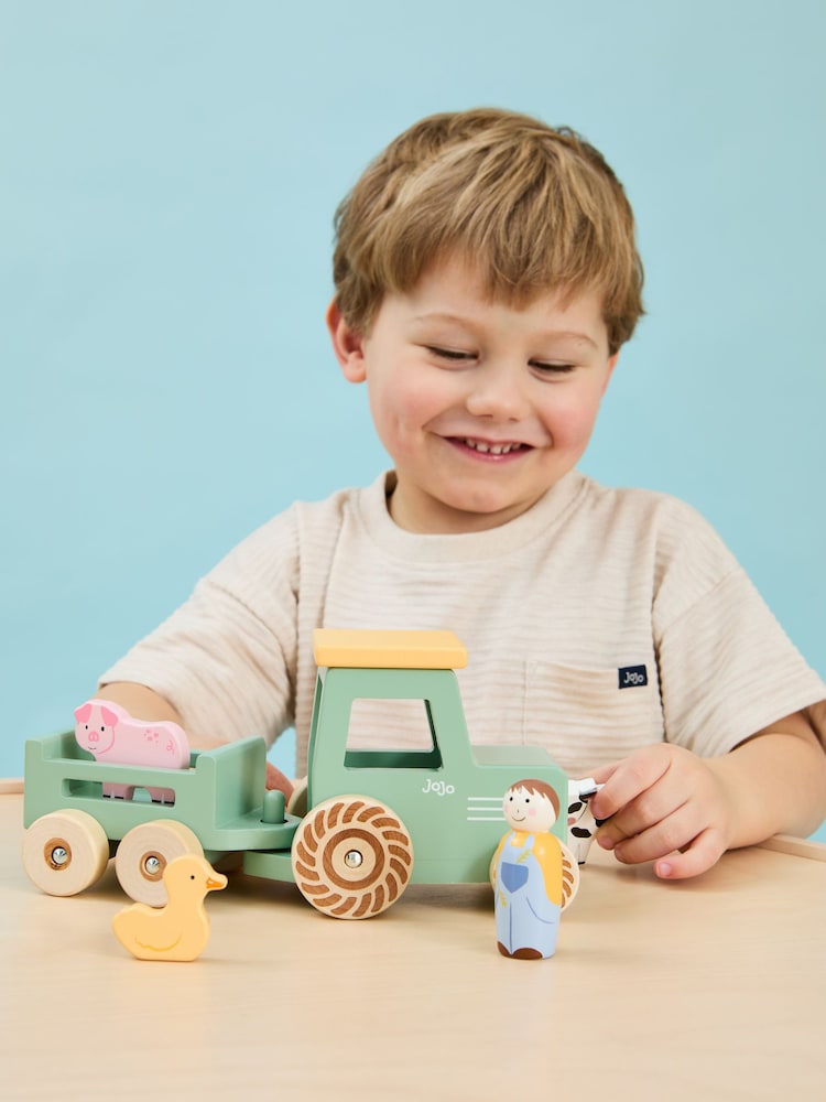 Jojo Maman Bébé Farm Tractor and Trailer Set - Image 1 of 7 Jojo Maman Bébé Farm Tractor and Trailer Set - Image 1 of 7