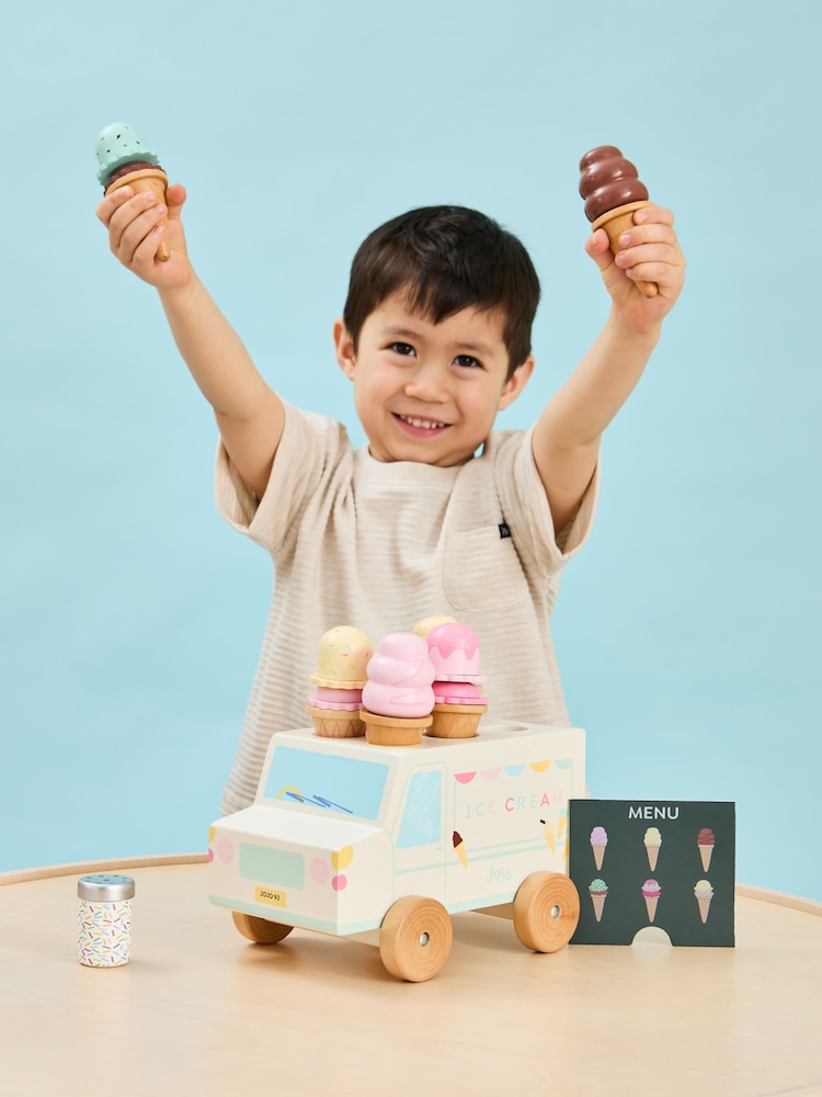 JoJo Maman Bébé Wooden Ice Cream Van Playset - Image 1 of 5 JoJo Maman Bébé Wooden Ice Cream Van Playset - Image 1 of 5