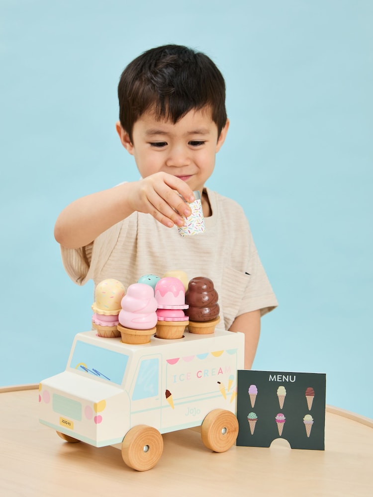 JoJo Maman Bébé Wooden Ice Cream Van Playset - Image 2 of 5 JoJo Maman Bébé Wooden Ice Cream Van Playset - Image 2 of 5
