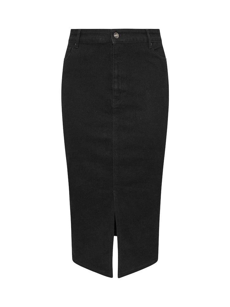 Evans Split Front Denim Black Skirt - Image 5 of 5