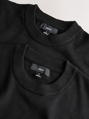 Black Regular Fit Soft Touch Crew Neck Jumpers 2 Pack - Image 8 of 8